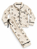 Teddy & Bows Pyjama Set – Cream – CuddleBerry premium kidswear