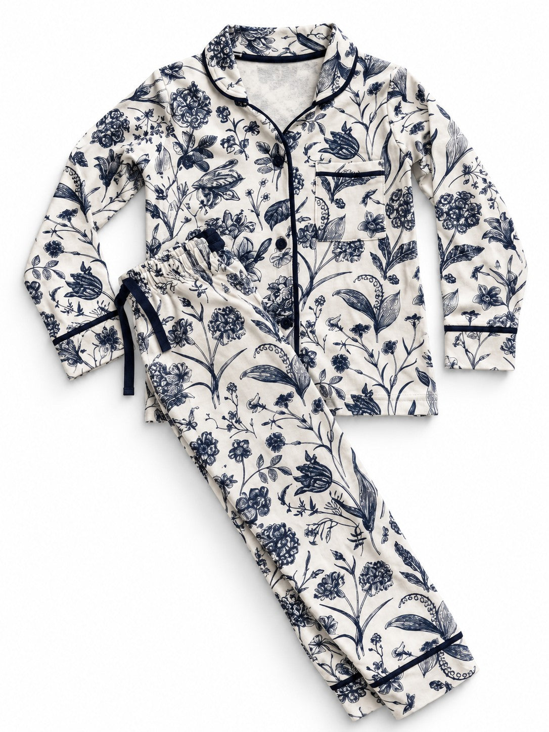 Midnight Blooms Pyjama Set – Navy – CuddleBerry premium kidswear