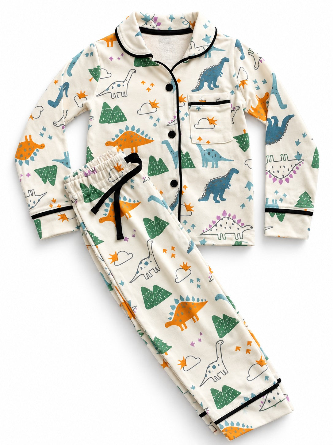 Dino Trails Pyjama Set – Cream – CuddleBerry premium kidswear