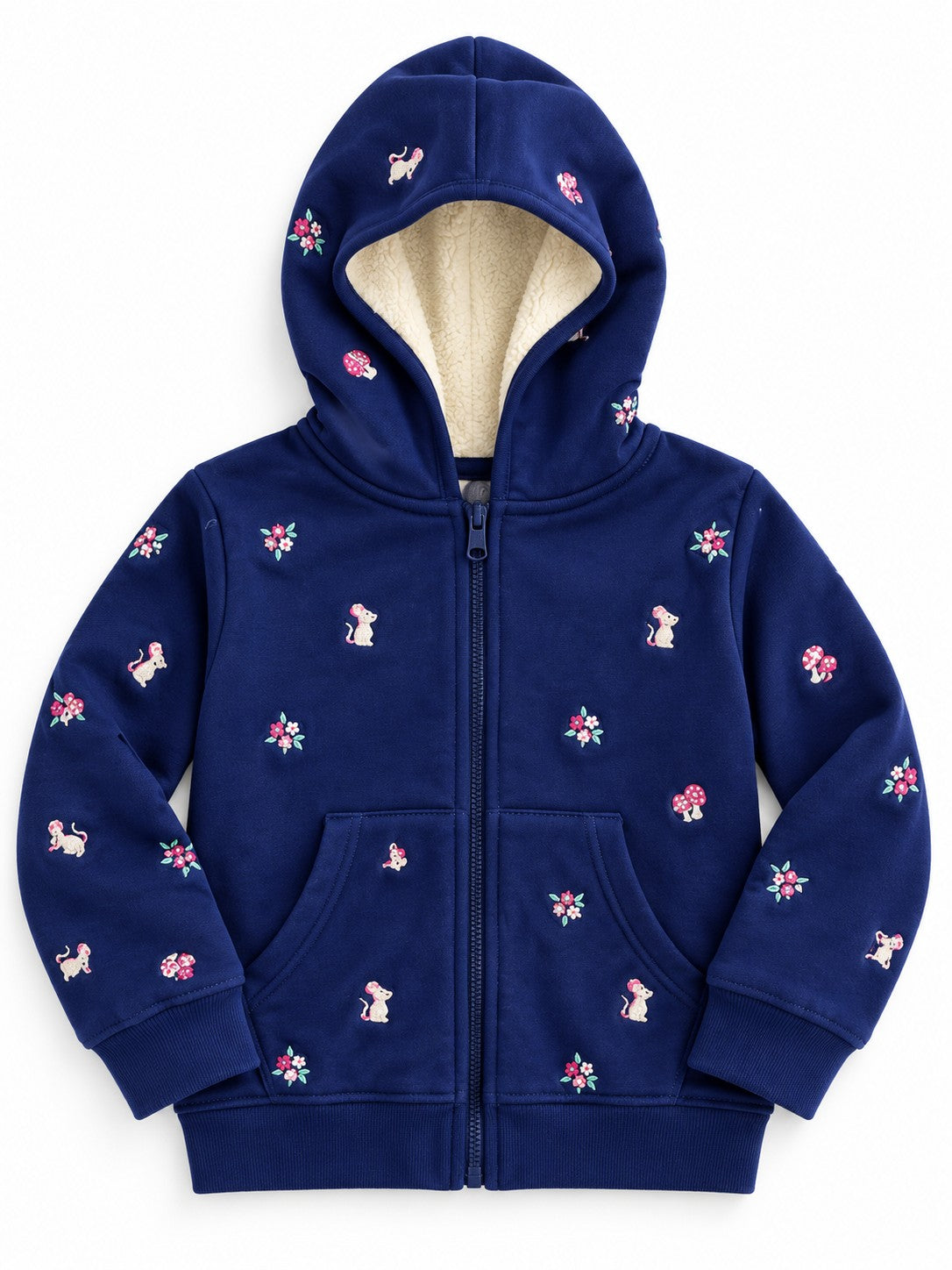 Mouse & Blooms Embroidered Hoodie – Navy – CuddleBerry premium kidswear