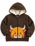 Highland Cow Sherpa Hoodie – Brown – CuddleBerry premium kidswear